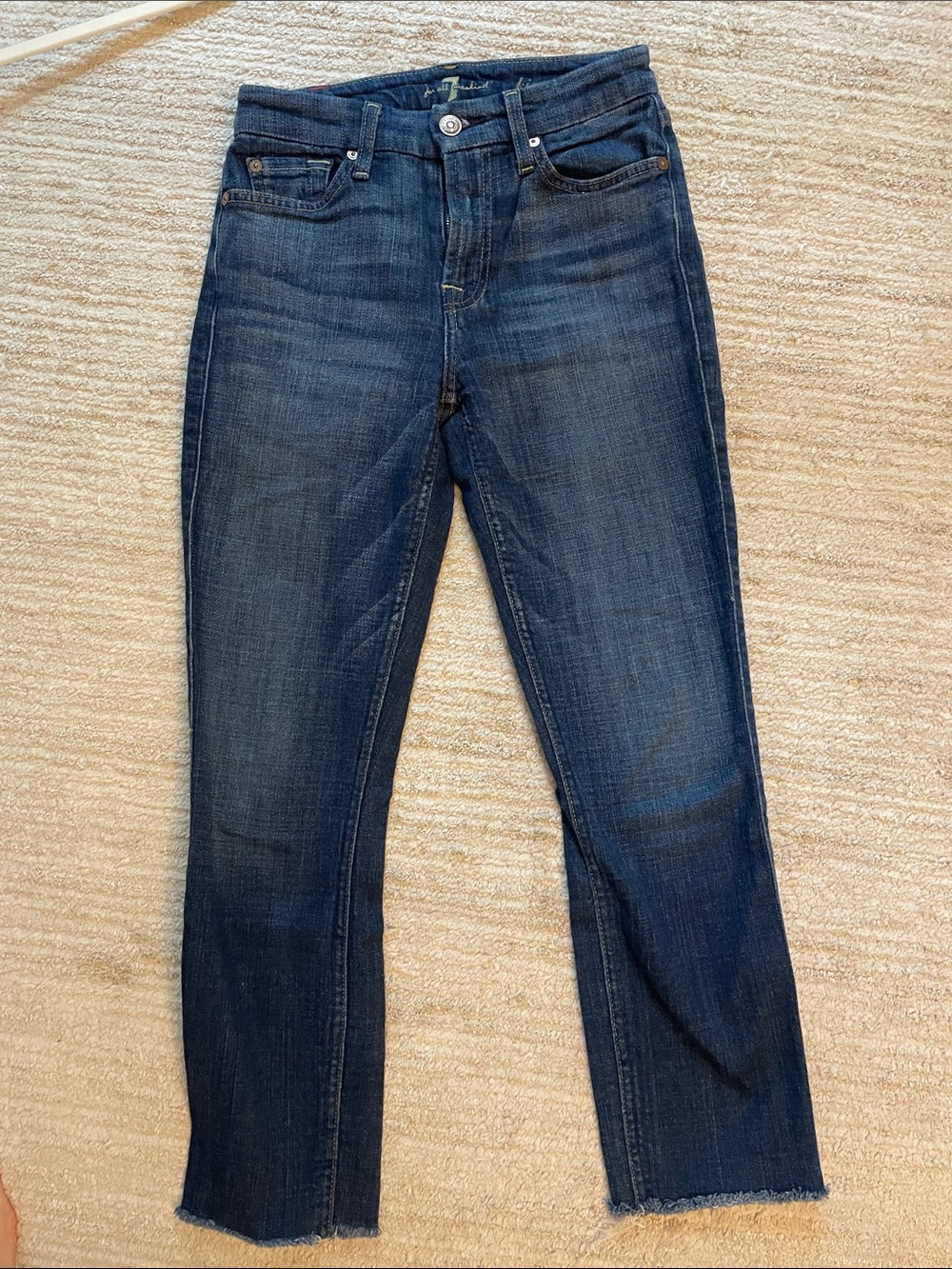 7 For All Mankind Skinny Crop Dark Blue Straight Leg Jeans